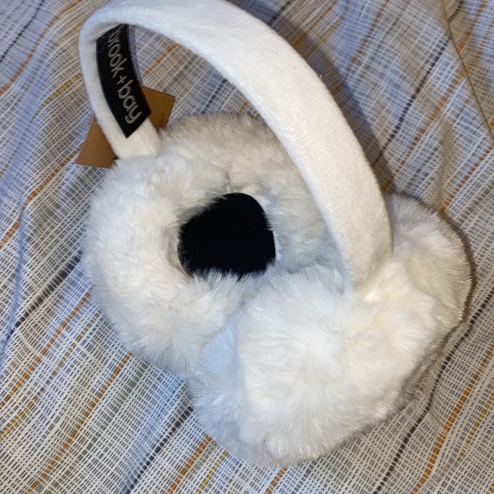 White fluffy ear muffs